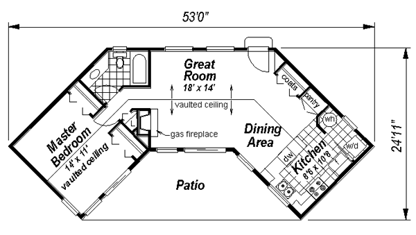 Contemporary One-Story Level One of Plan 58518