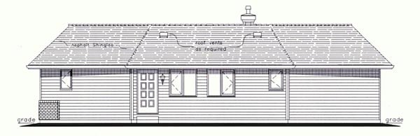 Contemporary One-Story Rear Elevation of Plan 58518