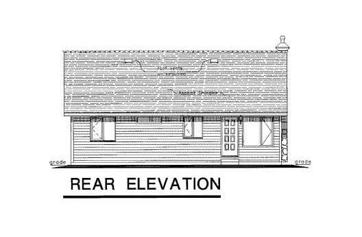 Country Narrow Lot One-Story Rear Elevation of Plan 58524