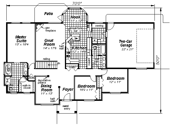 Country One-Story Level One of Plan 58525
