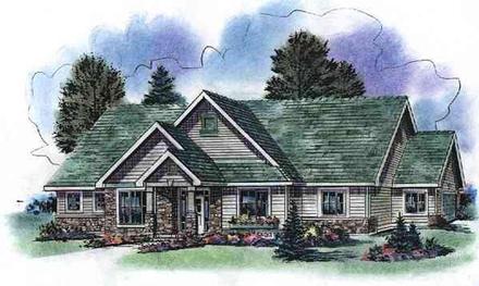 Country One-Story Elevation of Plan 58525