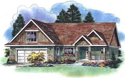 One-Story Ranch Elevation of Plan 58527