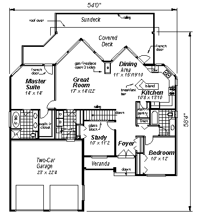 House Plan 58529 First Level Plan