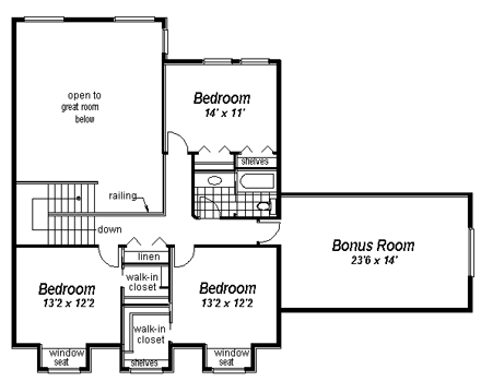 House Plan 58532 Second Level Plan