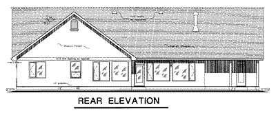 One-Story Ranch Rear Elevation of Plan 58535