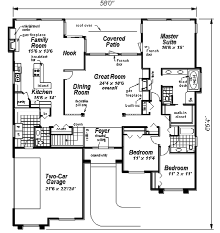 House Plan 58536 First Level Plan