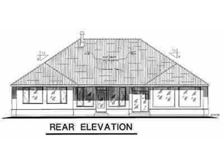 Mediterranean One-Story Rear Elevation of Plan 58536