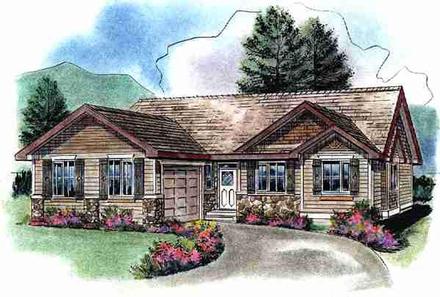 One-Story Ranch Elevation of Plan 58538