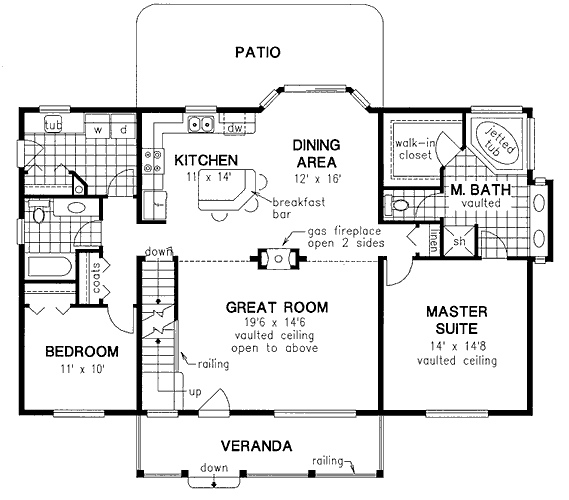 Farmhouse Level One of Plan 58548