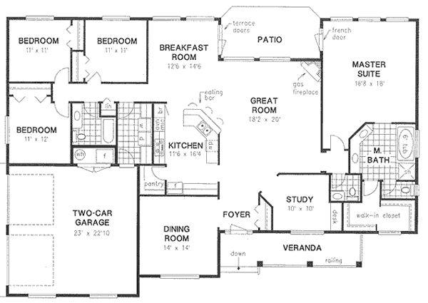 European One-Story Level One of Plan 58553