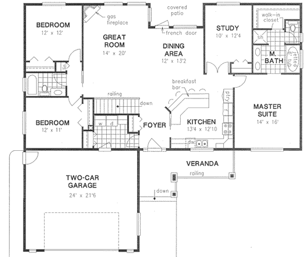 European One-Story Level One of Plan 58560