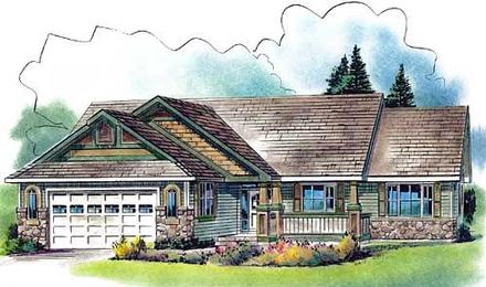 European One-Story Elevation of Plan 58560