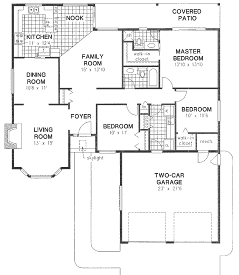 One-Story Ranch Level One of Plan 58580