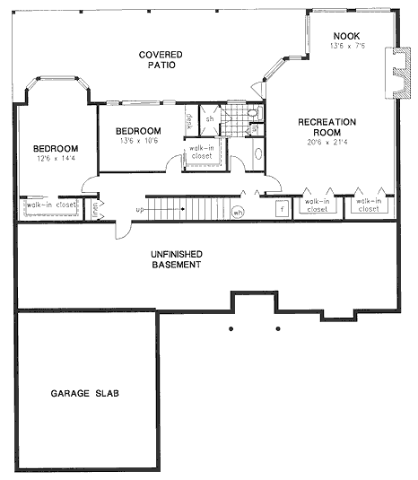 Ranch Lower Level of Plan 58582