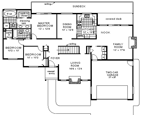 One-Story Traditional Level One of Plan 58586