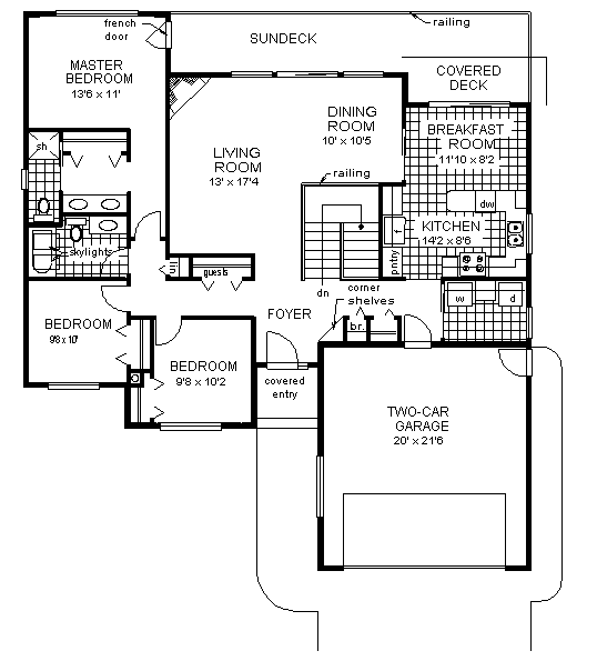 Florida One-Story Level One of Plan 58587