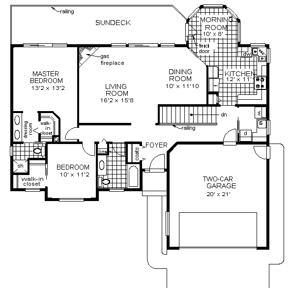 Florida One-Story Level One of Plan 58588