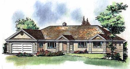 One-Story Ranch Elevation of Plan 58589