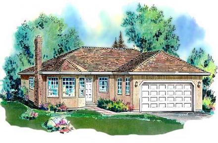 Florida One-Story Elevation of Plan 58594