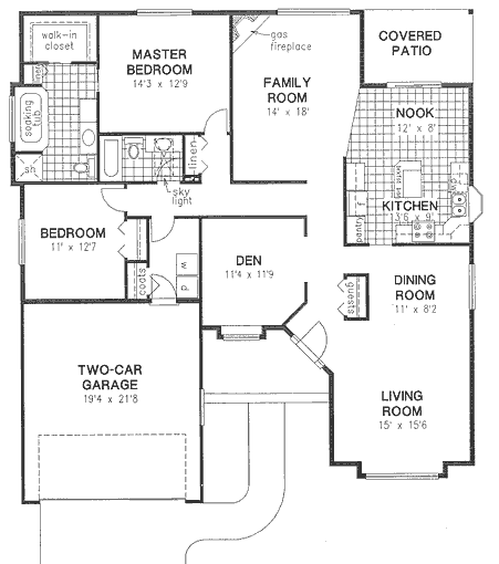 One-Story Ranch Level One of Plan 58598