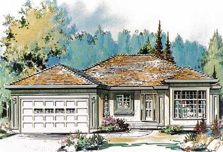 One-Story Ranch Elevation of Plan 58598