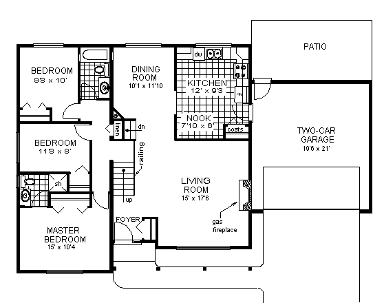 One-Story Ranch Level One of Plan 58599