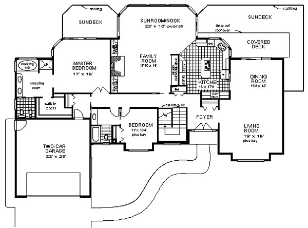 One-Story Ranch Level One of Plan 58600