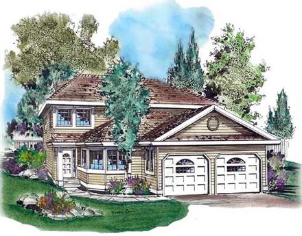 Contemporary Narrow Lot Elevation of Plan 58607