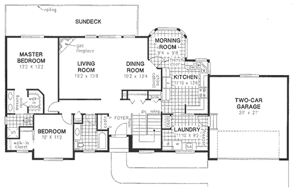 One-Story Ranch Level One of Plan 58616