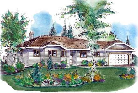 One-Story Ranch Elevation of Plan 58616
