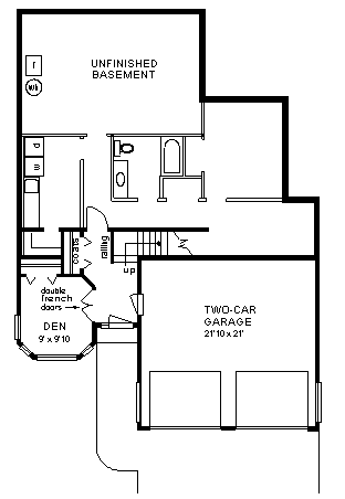 European Narrow Lot Lower Level of Plan 58617