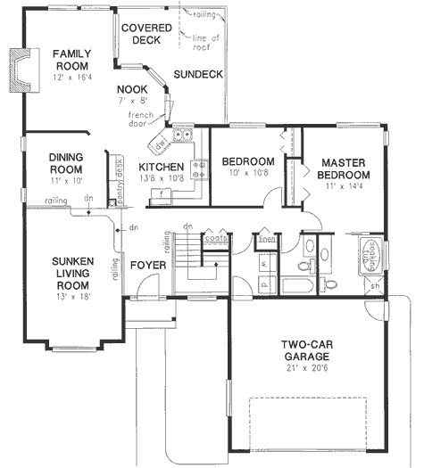 Mediterranean One-Story Level One of Plan 58619