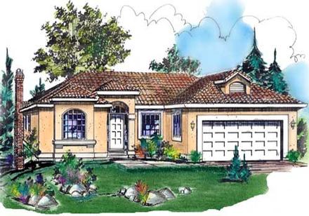 Mediterranean One-Story Elevation of Plan 58619