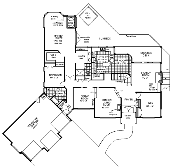 One-Story Ranch Level One of Plan 58620