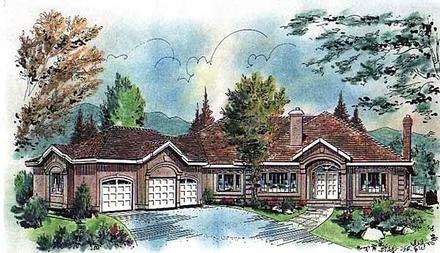 One-Story Ranch Elevation of Plan 58620
