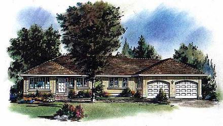 One-Story Ranch Elevation of Plan 58621
