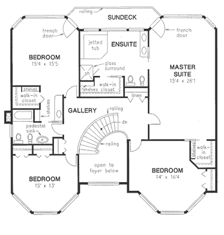 House Plan 58622 Second Level Plan