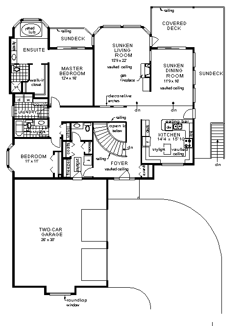 Mediterranean One-Story Level One of Plan 58626