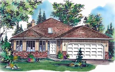 Contemporary Narrow Lot One-Story Elevation of Plan 58627