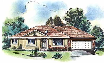 One-Story Ranch Elevation of Plan 58634