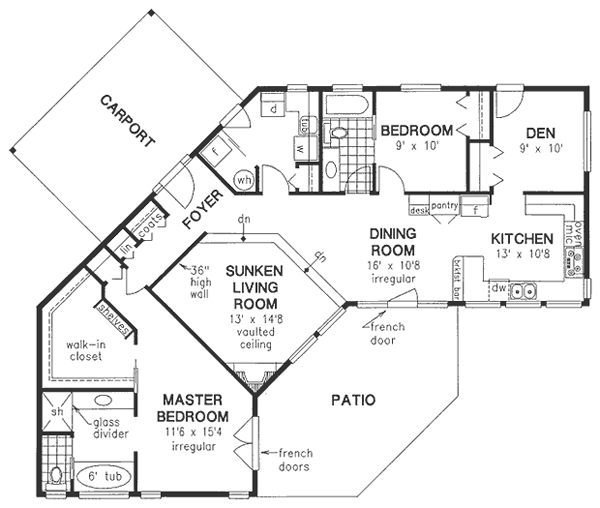 Contemporary One-Story Level One of Plan 58635