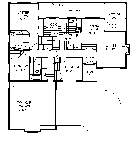 Florida One-Story Level One of Plan 58636