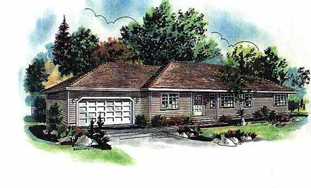 One-Story Ranch Elevation of Plan 58637