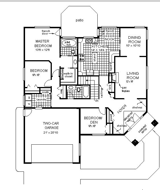 Florida One-Story Level One of Plan 58644