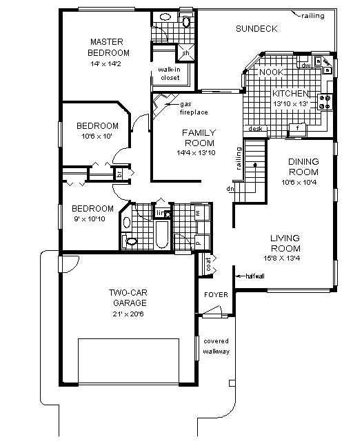 Florida One-Story Level One of Plan 58645