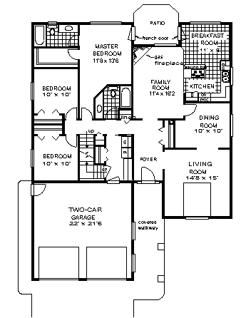 One-Story Ranch Level One of Plan 58646