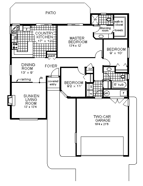 Florida One-Story Level One of Plan 58652