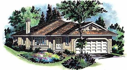 Florida One-Story Elevation of Plan 58653