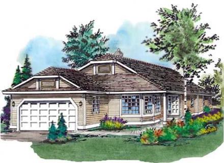 Contemporary Narrow Lot One-Story Elevation of Plan 58662