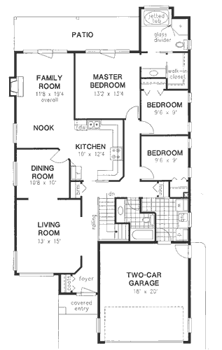 Narrow Lot One-Story Ranch Level One of Plan 58663